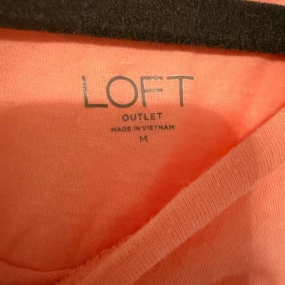Loft Outlet | Coral Orange Button Detail Short Sleeve Top | Size M - Picture 5 of 6